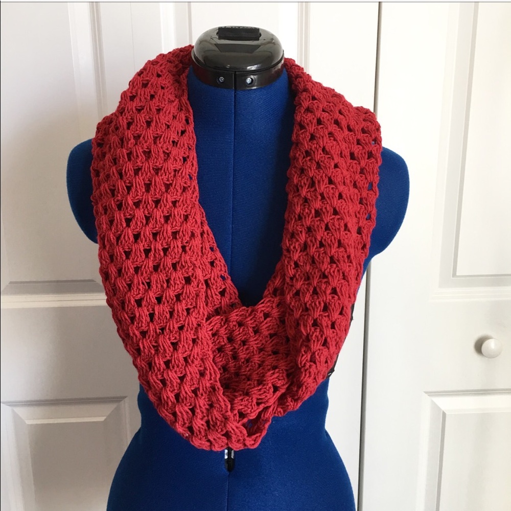 Open Knit Crochet Infinity Scarf